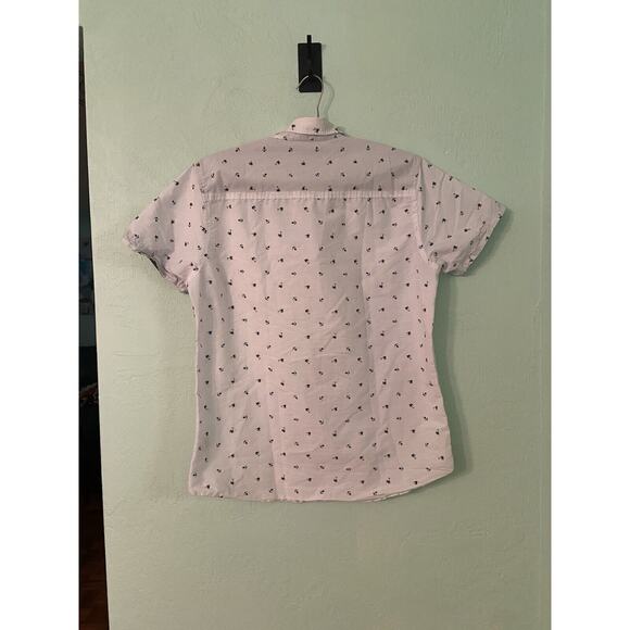 Pd&c Cotton/polyester Casual Shirt Palm Trees and Anchors Background White Med - Picture 2 of 3